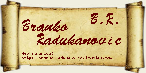 Branko Radukanović vizit kartica
